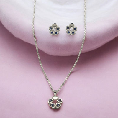 "Elegant 925 Silver Pendant Set - JPAUG-24-001 - Click here to View more details about this Product